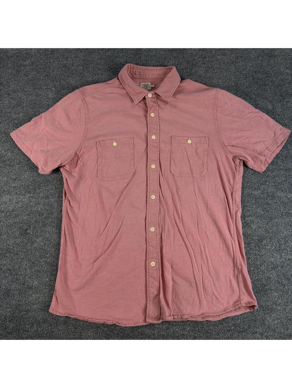 Faherty Short Sleeve Button-Up Shirt Dusty‎ Rose, Size XL Casual, Summer, Preppy